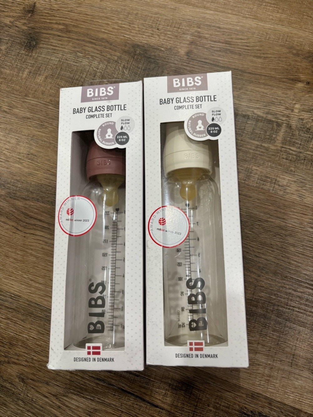 Baby Glass Bottle Set - Pink and Cream